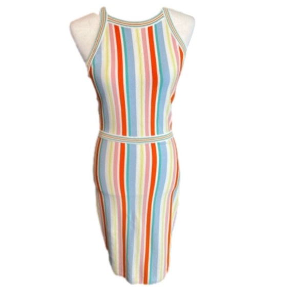 Ali & Jay Shades On Stripe Body-Con Strappy Midi Length Sweater Dress Sz M or L - Picture 5 of 13